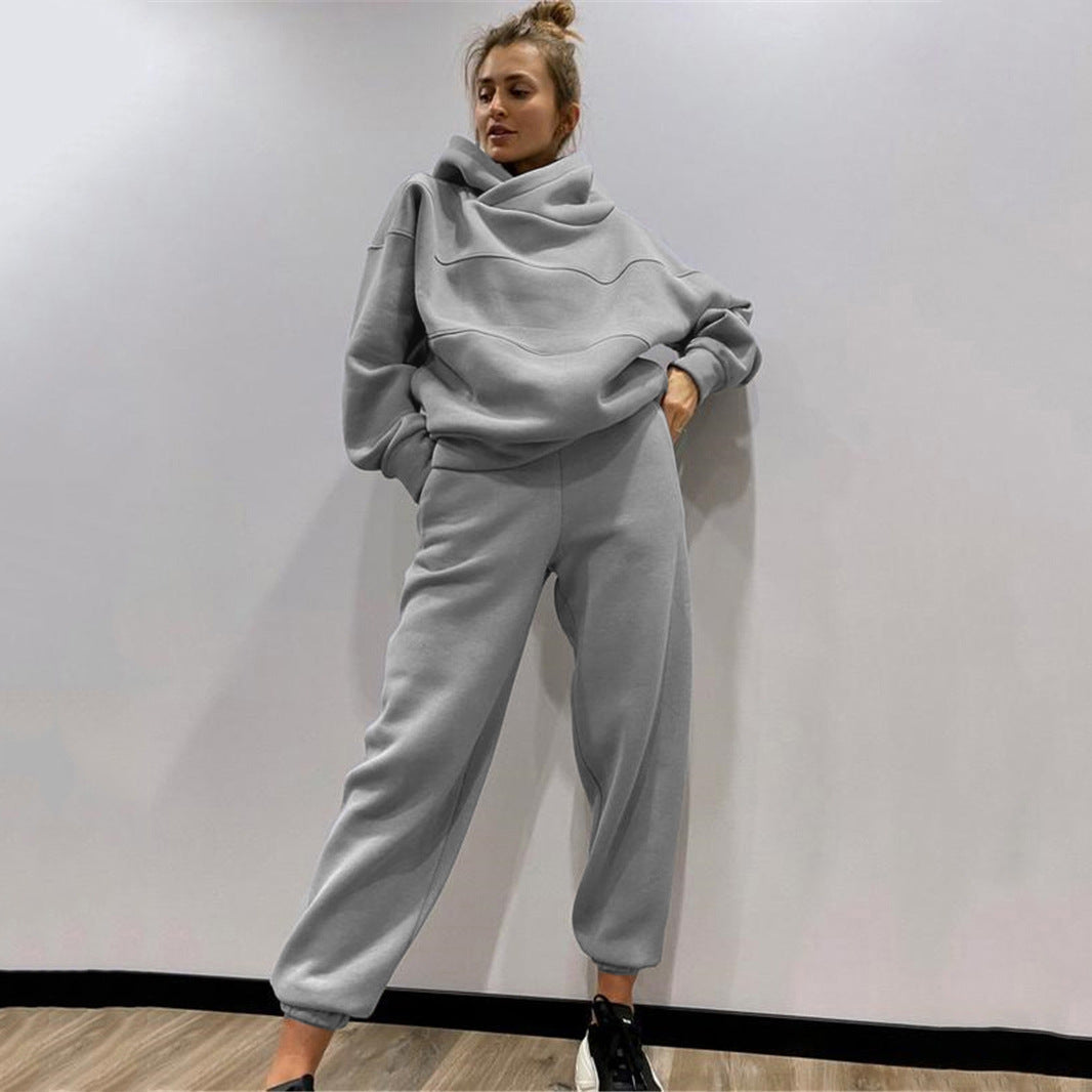 Damen lässiges Hooded Sweatset mit Ziernähten ModeGeist