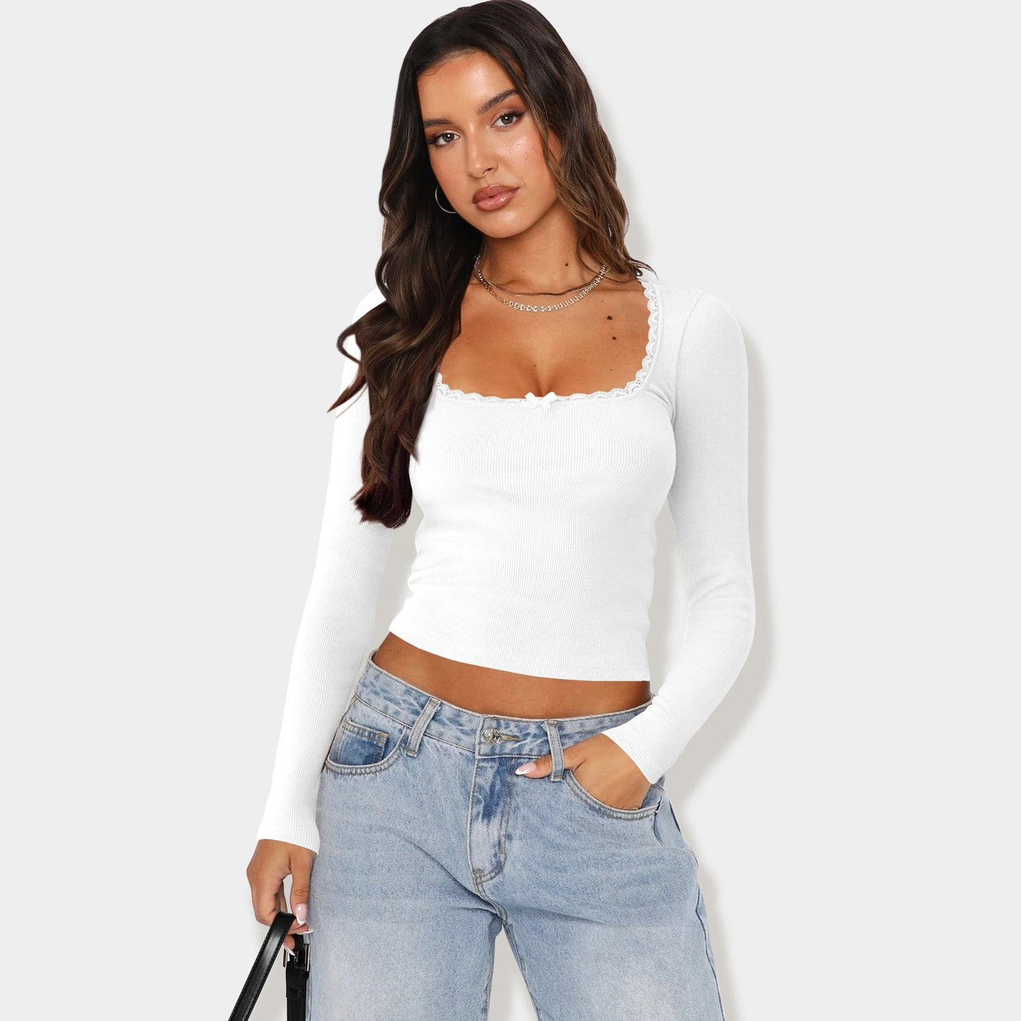 Damen Langarmshirt mit eleganter Rüsche und körpernaher Passform ModeGeist