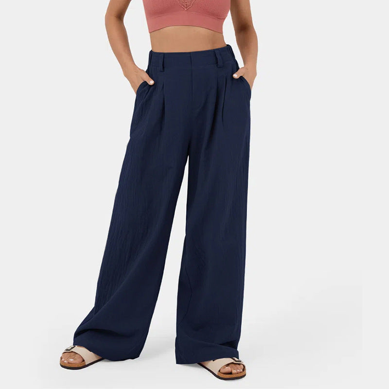 Damen Weite Chinohose mit elegantem Faltenwurf und seitlichen Taschen ModeGeist