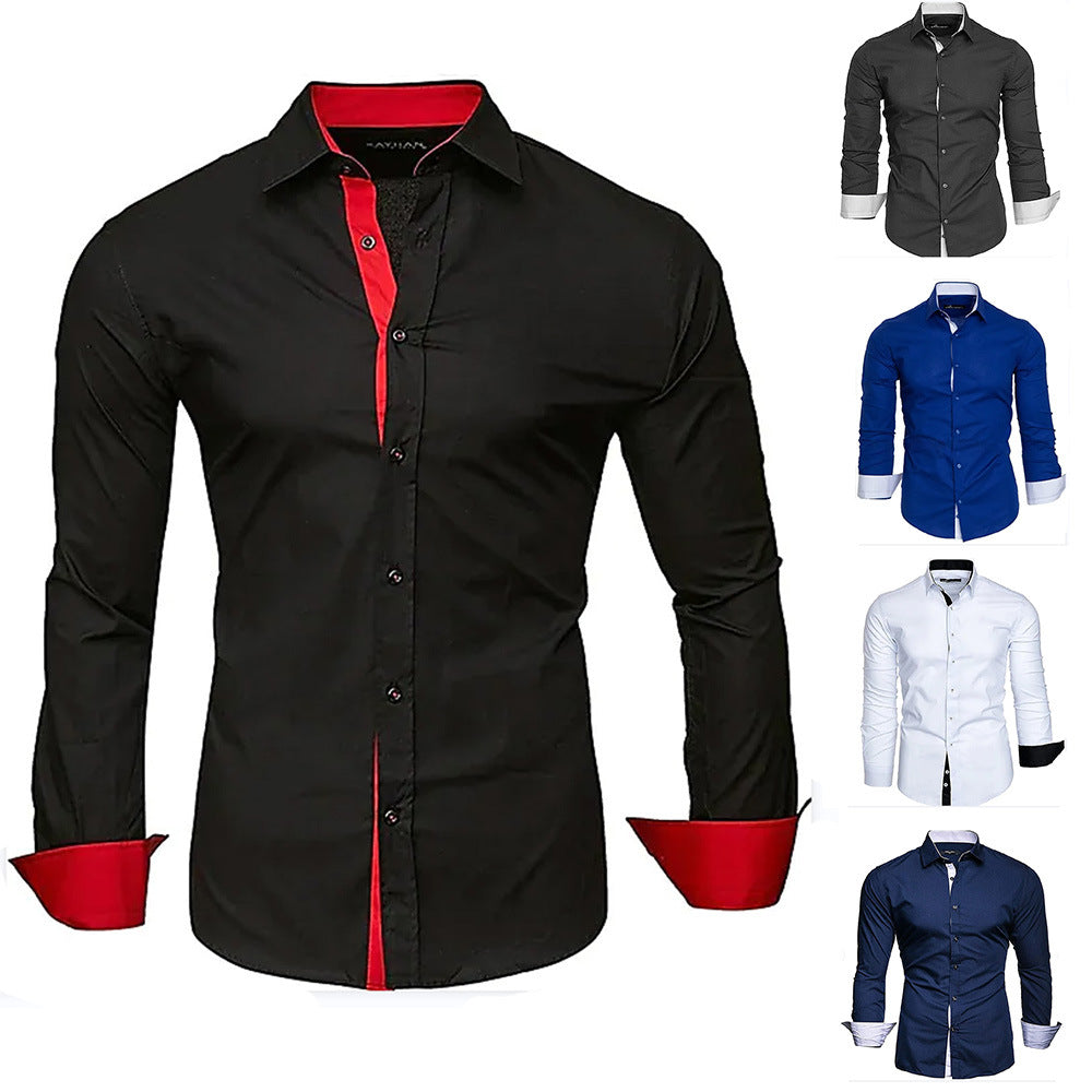 Herren elegantes Langarmhemd mit kontrastierenden Manschetten ModeGeist