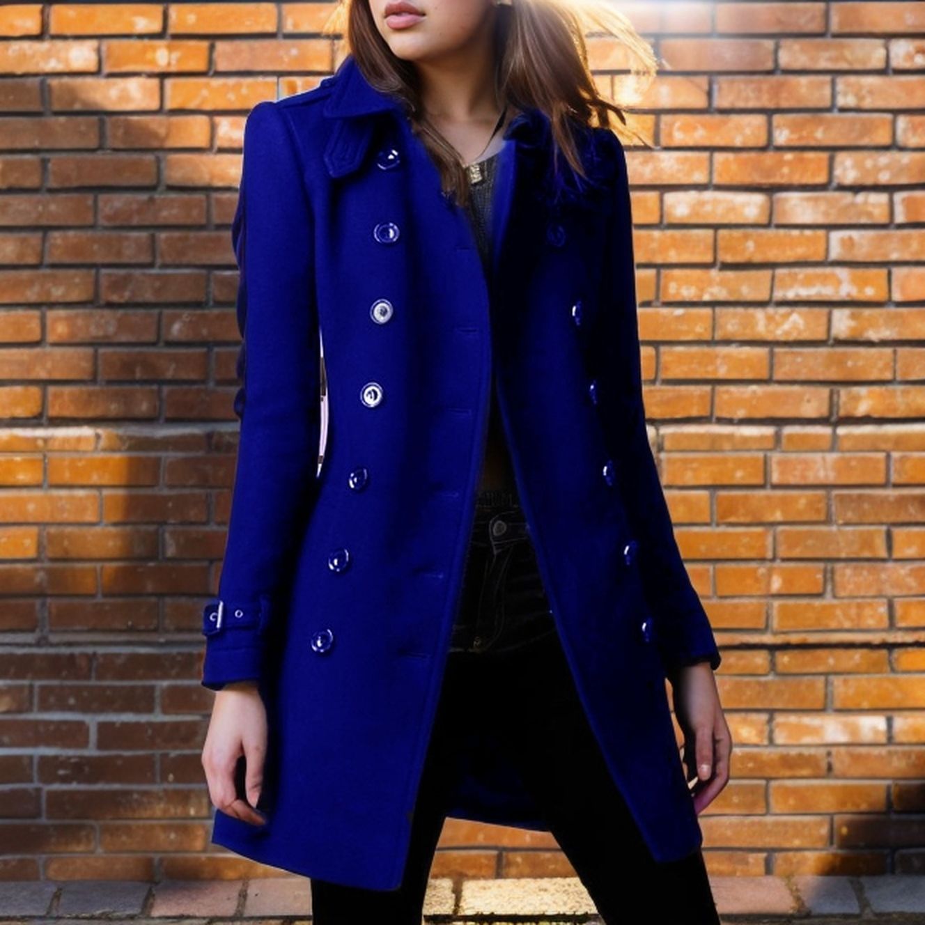 Damen Wollmantel mit stilvollem Knopfdesign ModeGeist