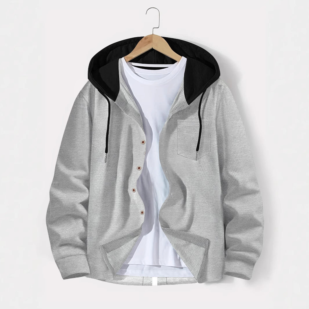 Herren lässige Jacke mit Kapuze und Karomuster ModeGeist