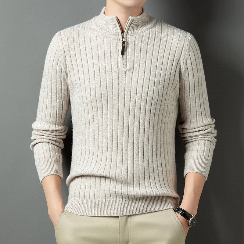Herren Strickpullover mit modernem Stehkragen im Rippdesign ModeGeist