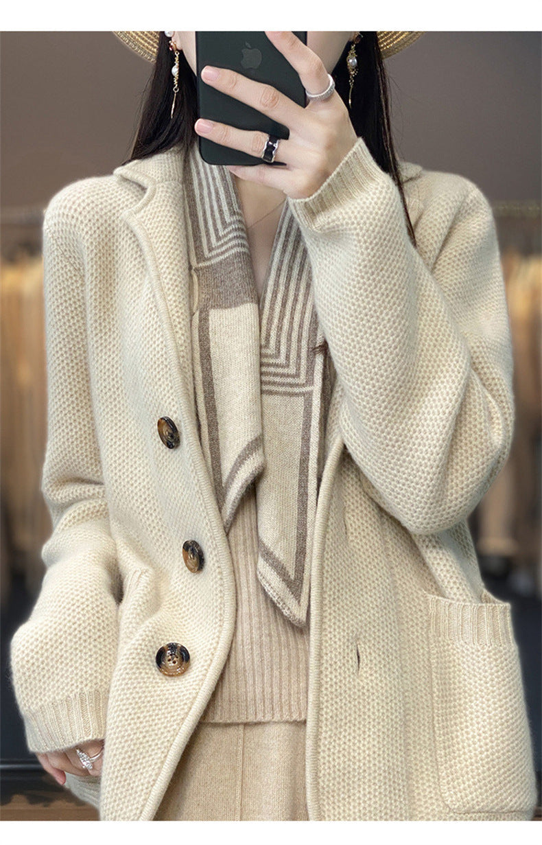 Damen Strickjacke mit oversized Schnitt und lässigem Kragen ModeGeist