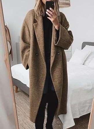 Damen Oversized Wollmantel mit klassischem Revers ModeGeist