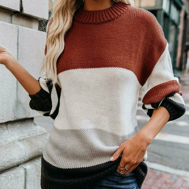 ModeGeist | Gestreifter Strickpullover mit Doppelt Naht