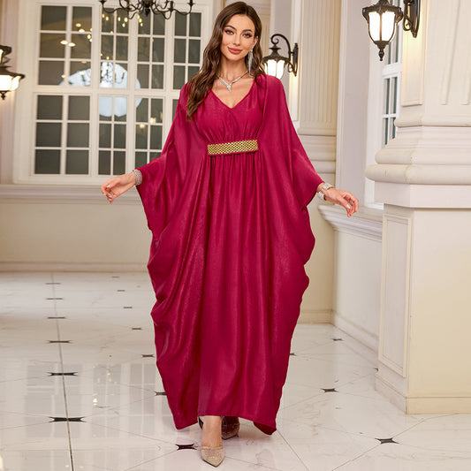 Elegantes Maxikleid für Damen mit fließendem Schnitt und glamourösem Gürtel: MODEGEIST
 - MODEGEIST