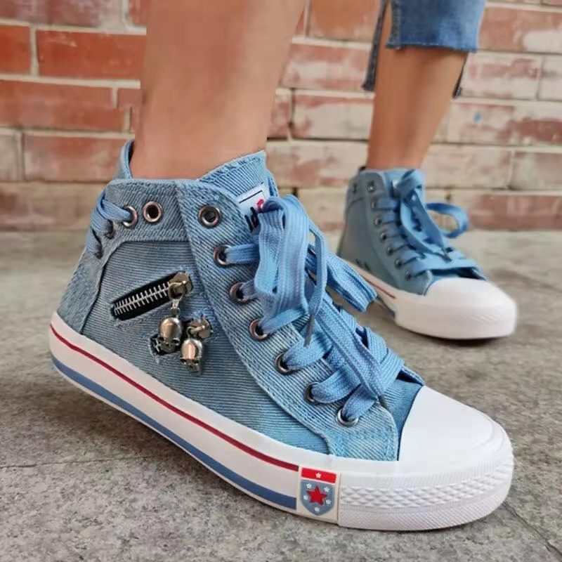 Damen Hohe Sneakers im modernen Used-Look mit modischen Reißverschlussdetails ModeGeist