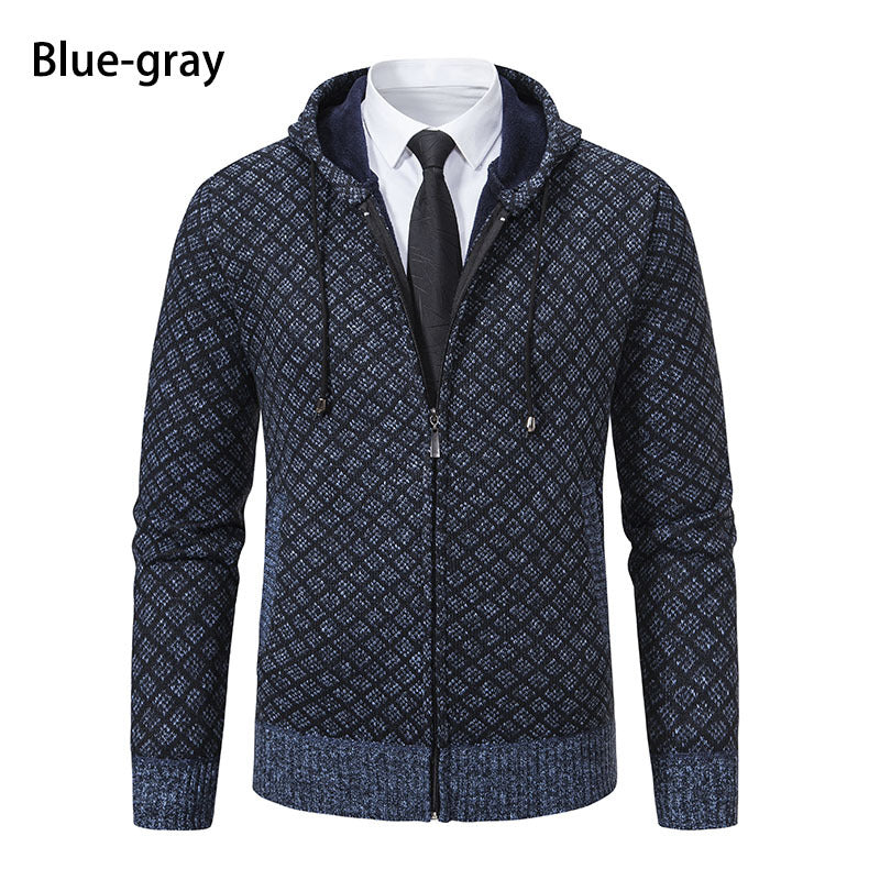 Herren modische Sweatjacke mit Kapuze und elegantem Muster ModeGeist