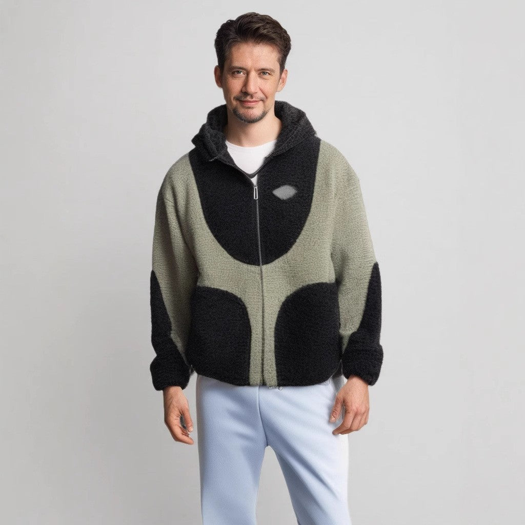 Herren Gemütliche Teddyjacke mit Kontrastnähten ModeGeist