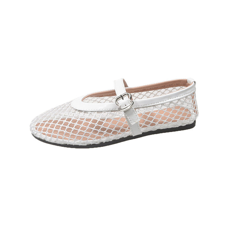 Modische Damen-Ballerinas aus Netzstoff mit Riemen