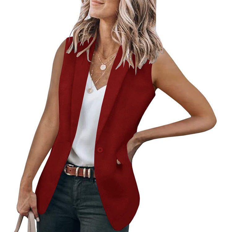 Damen ärmelloser Blazer mit modernen Taschen ModeGeist