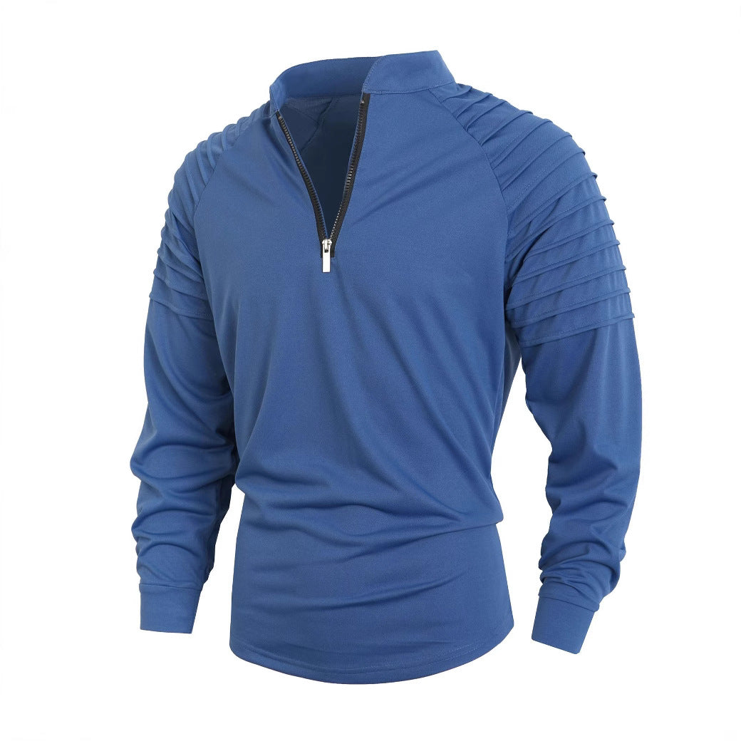 Herren Langarmshirt mit modernem Stehkragen und Reißverschluss ModeGeist