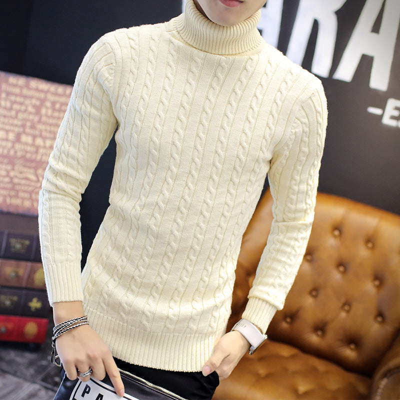 Herren komfortabler Rollkragenpullover mit Zopfmuster ModeGeist