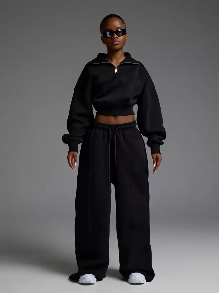 Damen lässiges und oversized Sweatset mit Reißverschluss ModeGeist