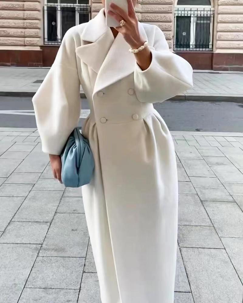 Damen eleganter Trenchcoat mit hohem Schlitz und Puffärmeln ModeGeist