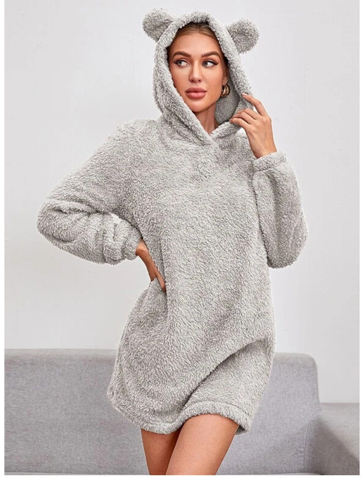 Damen Kuscheliger Hoodie mit Bärenohren ModeGeist