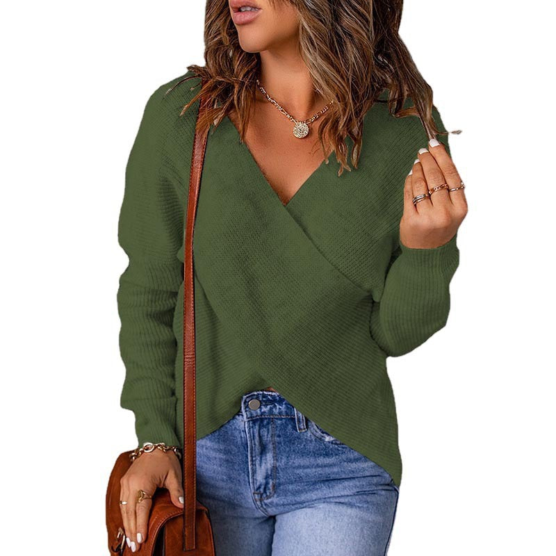 Damen Wickelpullover im modernen Rippstrickdesign ModeGeist