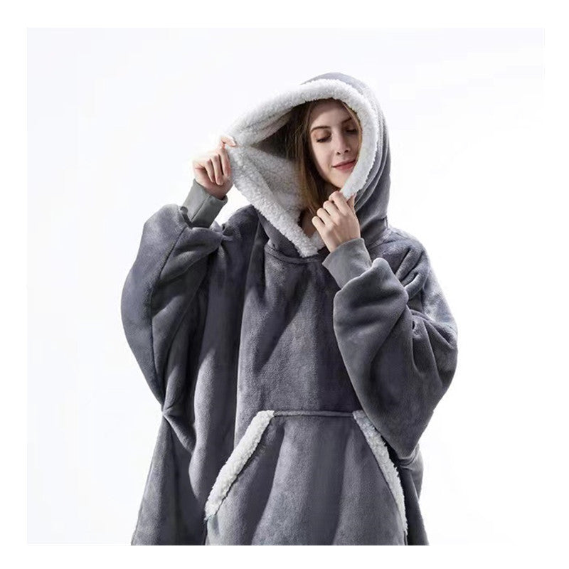 Damen Gemütlicher Hoodie-Poncho mit weichem Futter und praktischen Taschen ModeGeist
