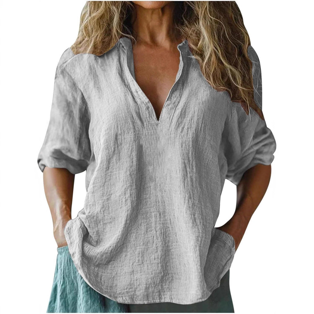 Damen lässige Leinenbluse ModeGeist