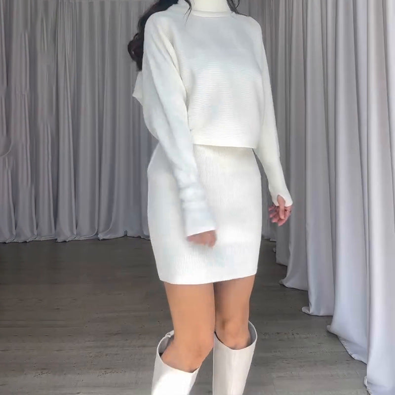Damen Strickkleid mit lässigem Rollkragen und angeschnittenen Ärmeln ModeGeist