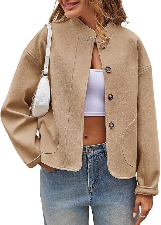 Damen modische Oversized-Jacke mit Knöpfen und seitlichen Taschen ModeGeist