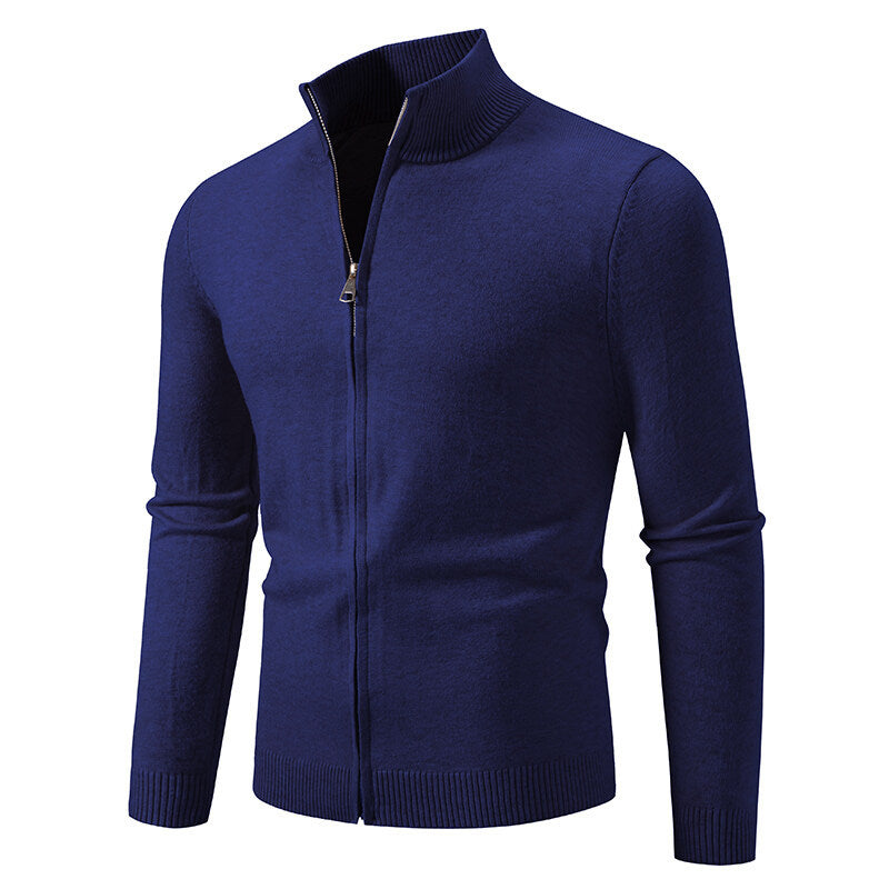 Herren Strickjacke mit modernem Stehkragen und funktionalem Reißverschluss ModeGeist