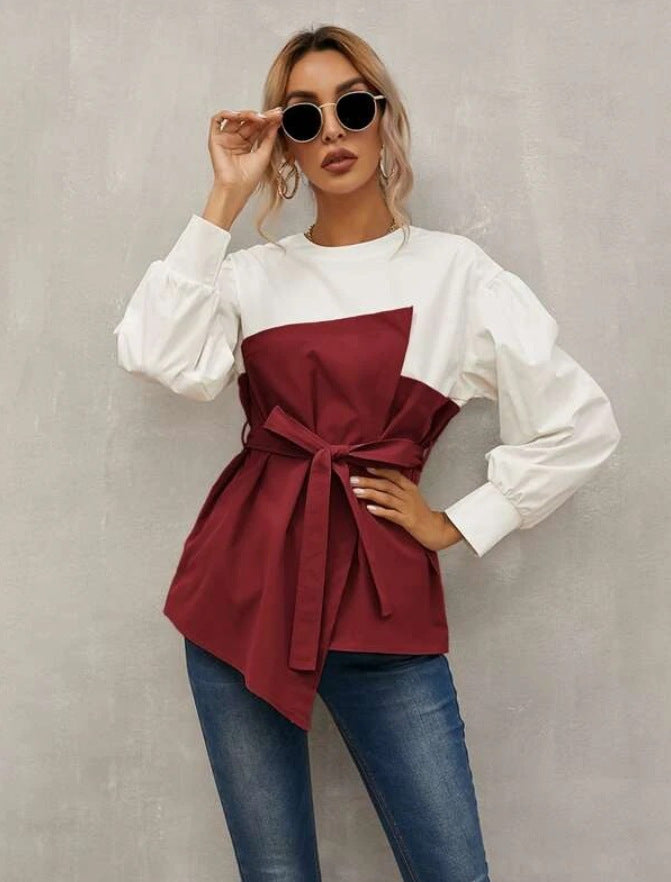 Asymmetrische Damenbluse mit Gürtel von MODEGEIST