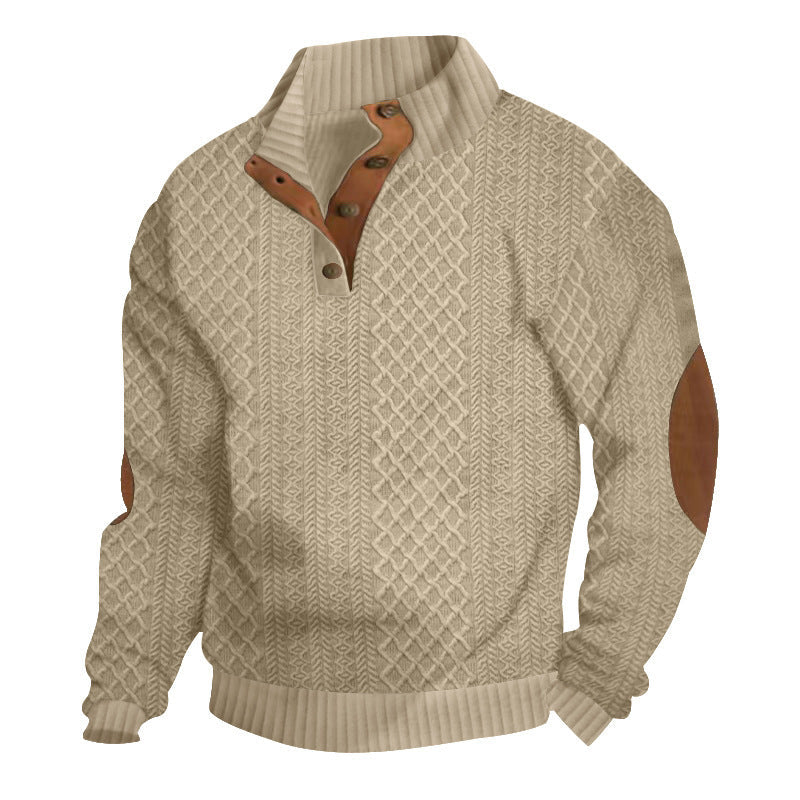 Damen lässiger Strickpullover mit strukturiertem Kragen Applikationen ModeGeist