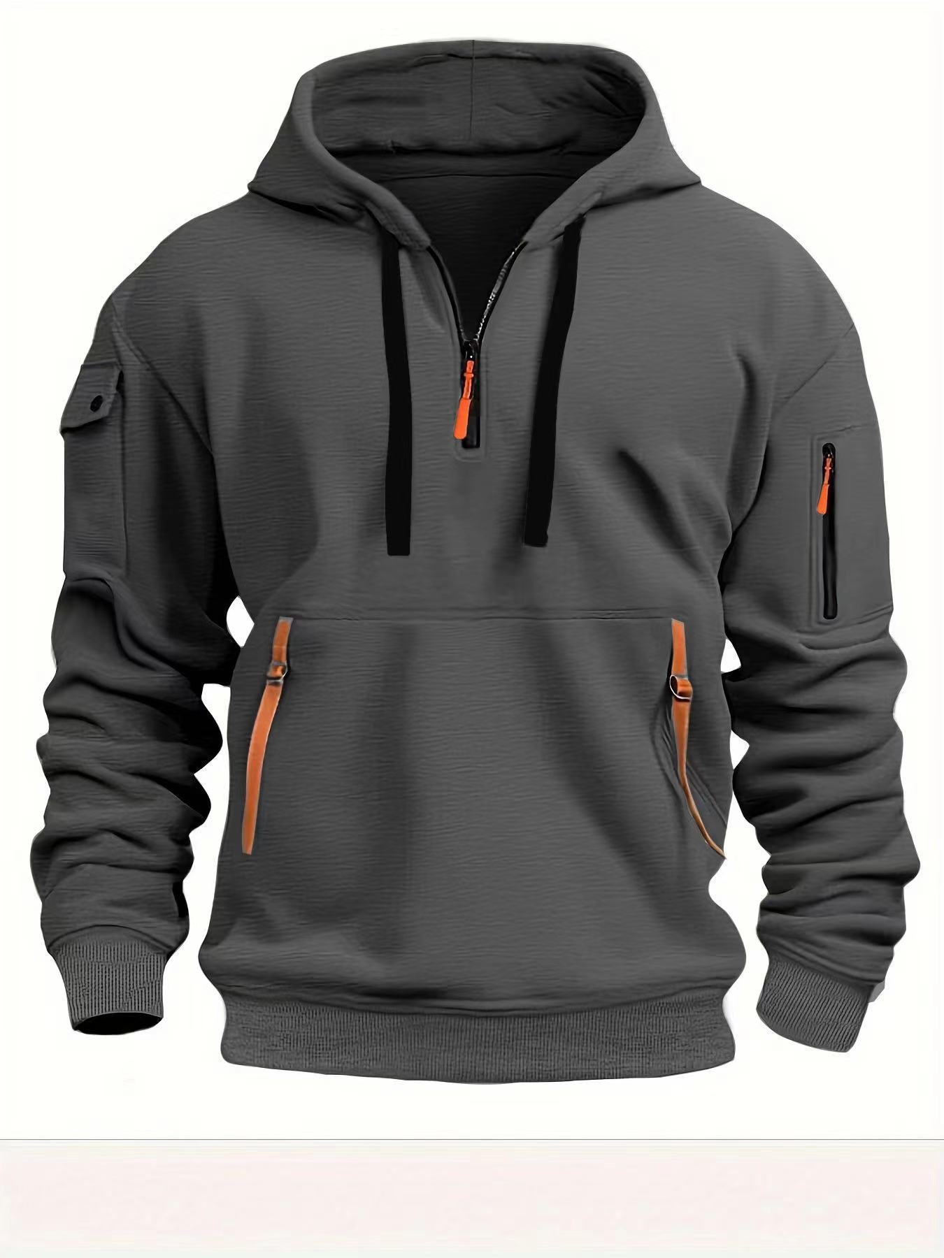 Herren Praktischer Kapuzenpullover mit seitlichem Reißverschluss und vielseitigen Taschen ModeGeist