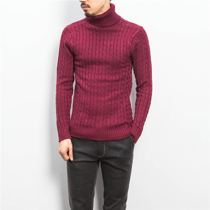 Herren komfortabler Rollkragenpullover mit Zopfmuster ModeGeist