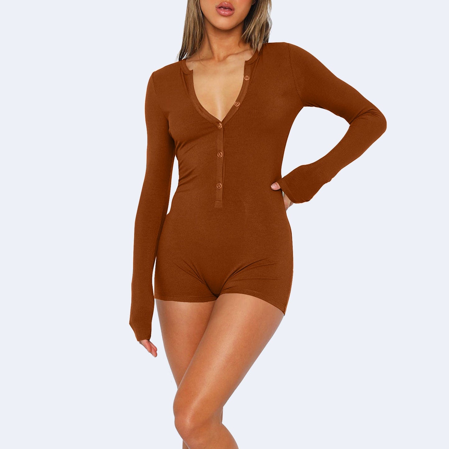 Damen Langarmbody mit Knopfleiste ModeGeist