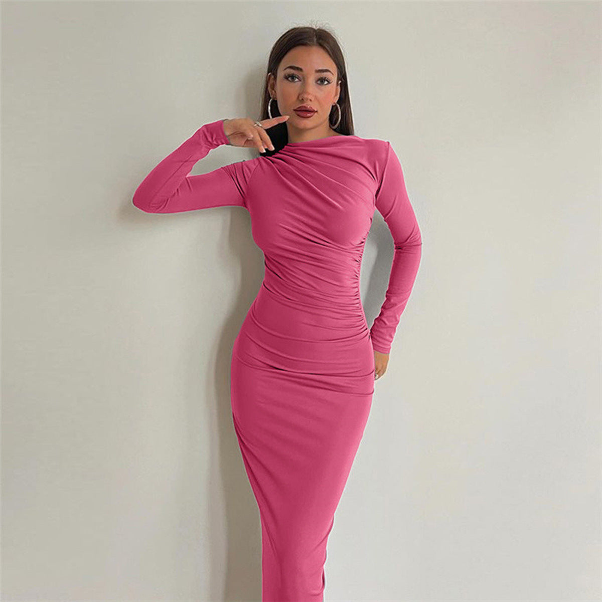Damen Elegantes Wickelkleid mit langen Ärmeln und figurbetonendem Schnitt ModeGeist