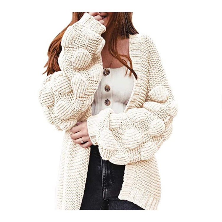Damen Strickjacke mit voluminösen Ärmeln ModeGeist