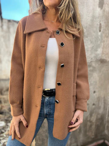 Damen Fleece Jacke mit modernem Kragen ModeGeist