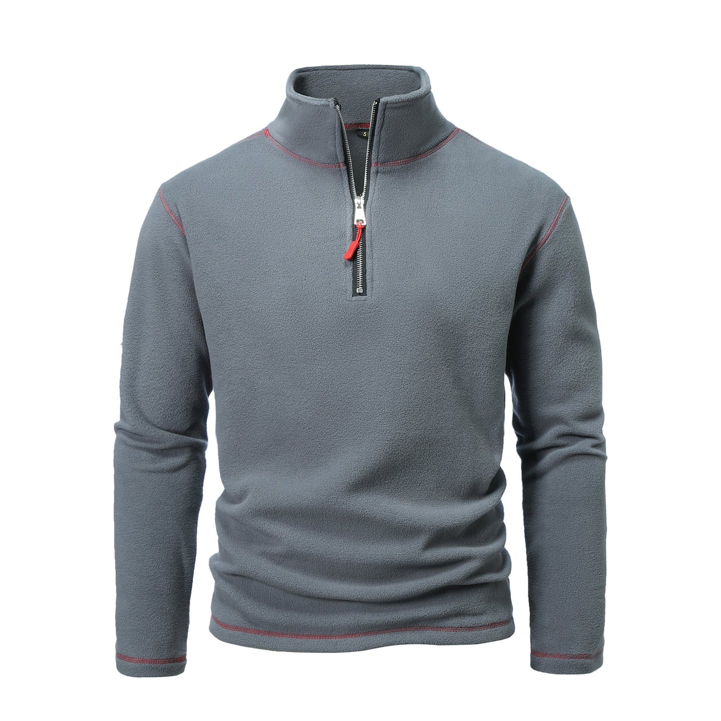 Herren Fleecepullover mit hohem Kragen und halbem Reißverschluss ModeGeist