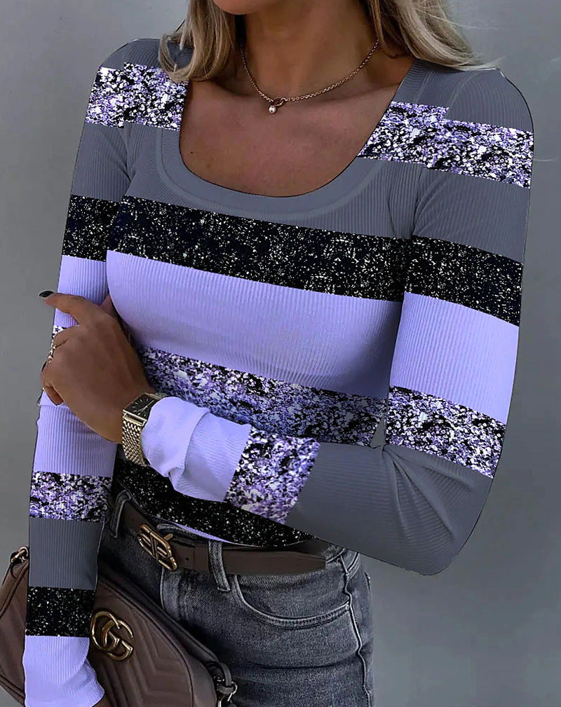 Modernes Damen-Langarmshirt mit Streifenmuster und Struktur