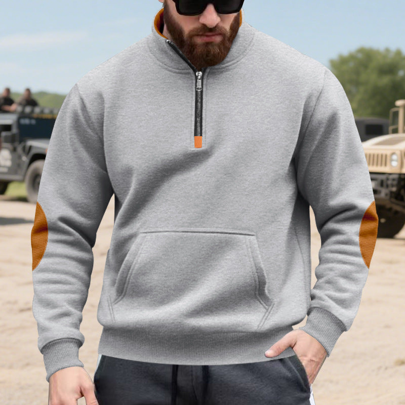 Herren Hoodie mit modischem Stehkragen und Kontrastdetails ModeGeist
