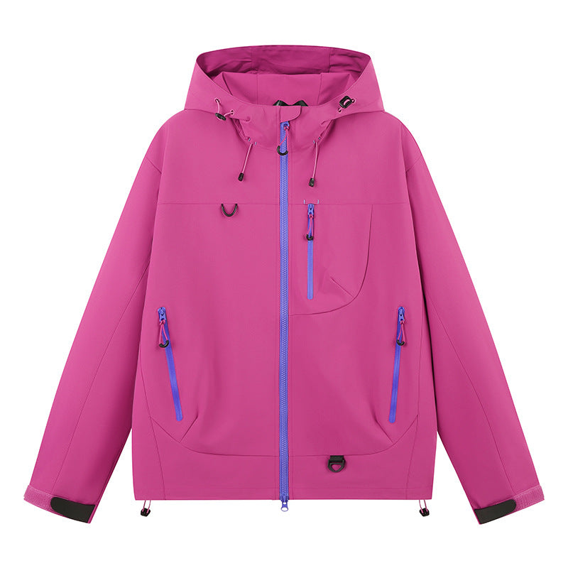 Damen wasserabweisende Outdoor-Jacke mit verstellbarem Kapuzenkragen ModeGeist