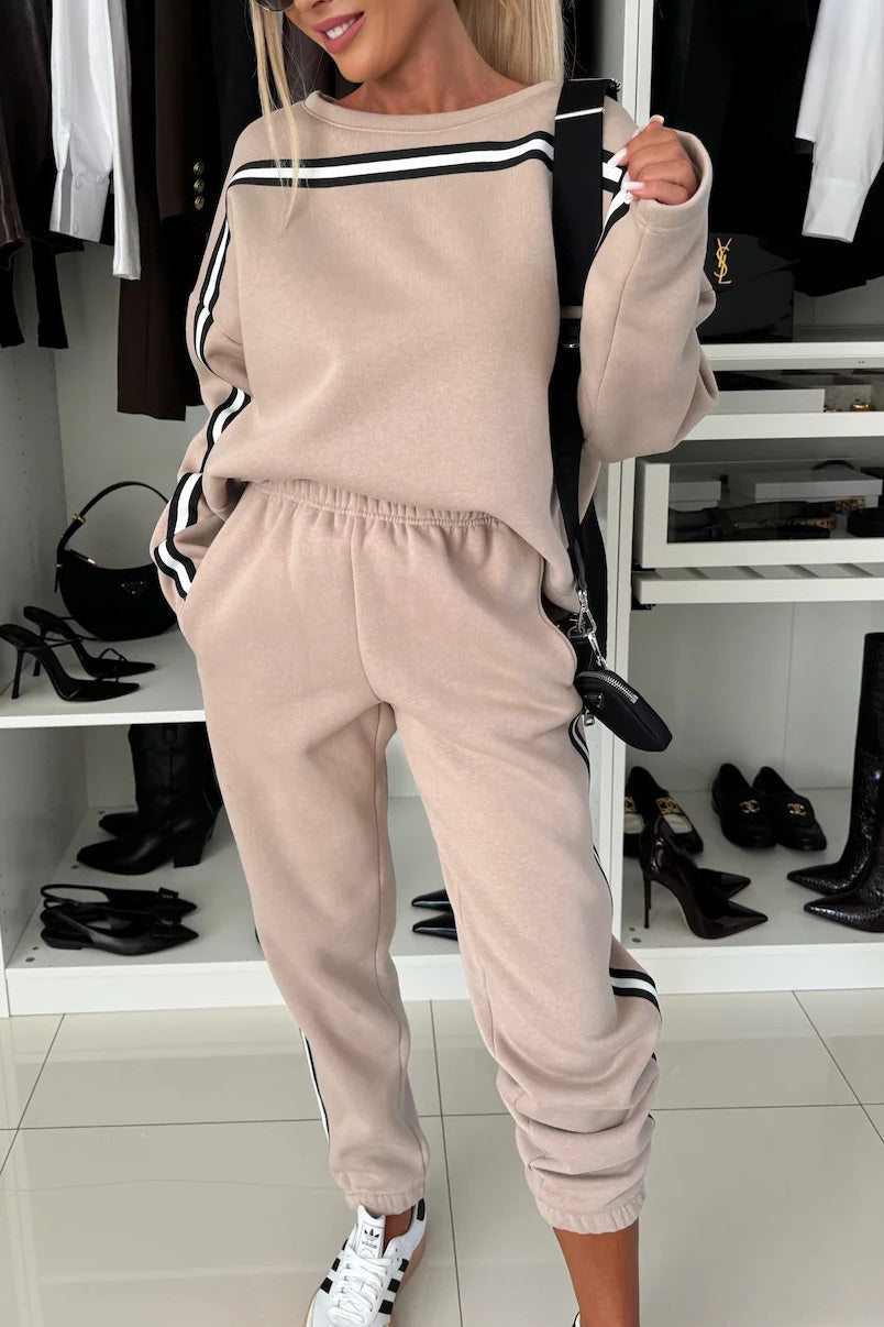 ModeGeist | Vibes Langarm Sweatshirt und Elastische Hose Zweiteiler Satz