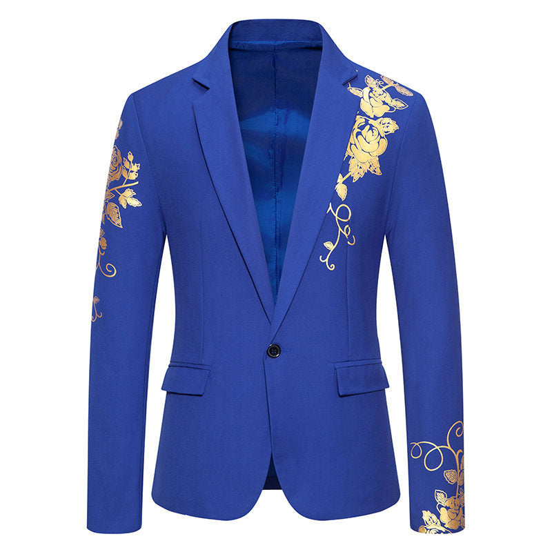 Herren eleganter Blazer mit floralem Gold-Design ModeGeist