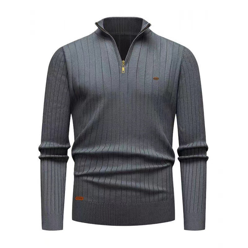 Herren Pullover mit modernem Reißverschluss und Rippenstruktur ModeGeist