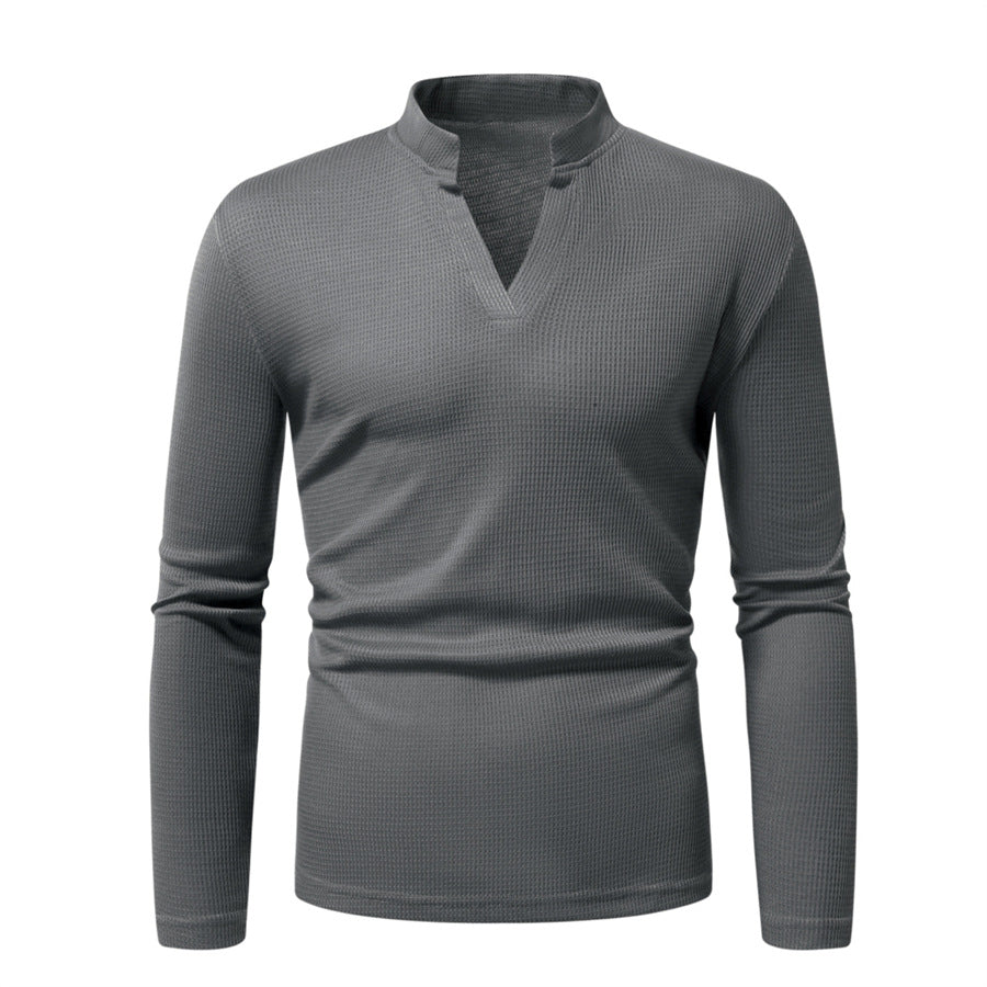 Herren Langarmshirt mit modernem Stehkragen und strukturierter Oberfläche ModeGeist