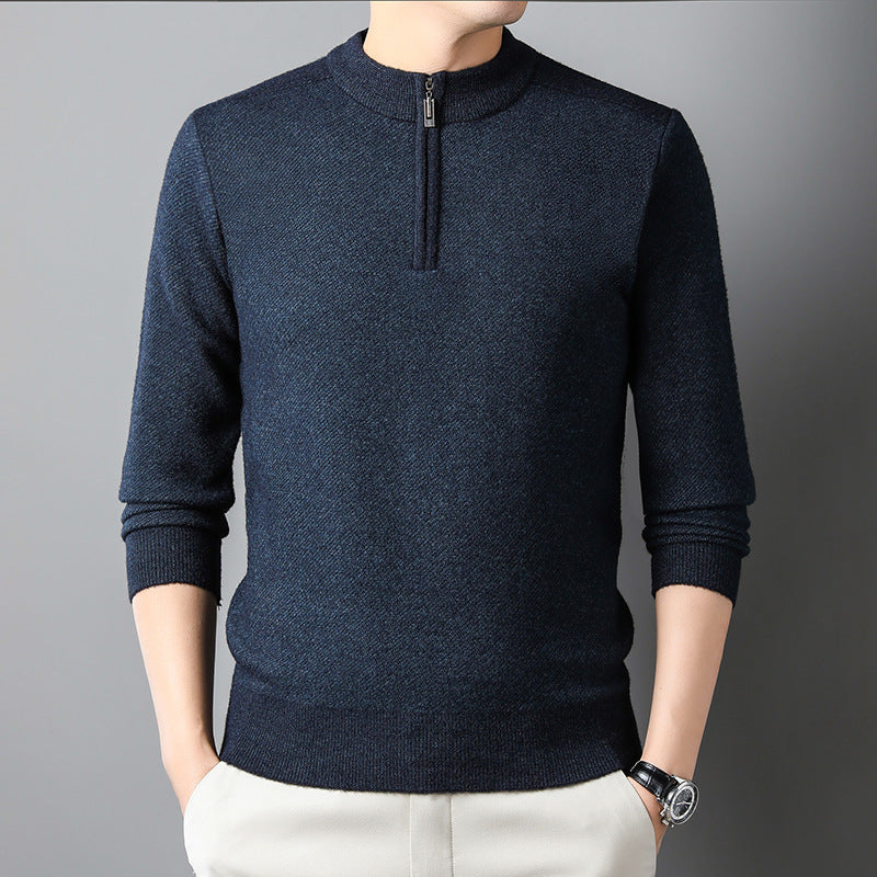 Herren Pullover mit halbem Reißverschluss und strukturiertem Design ModeGeist