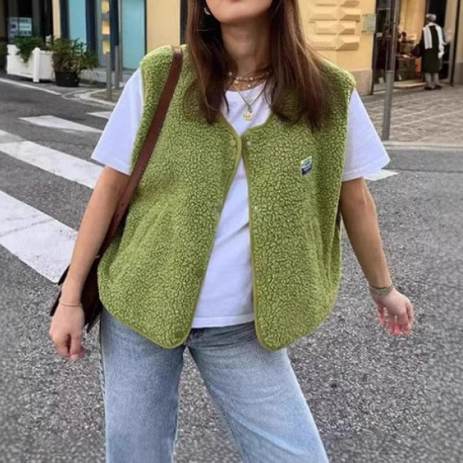 Damen modische Weste mit Fleece-Futter und praktischen Taschen ModeGeist