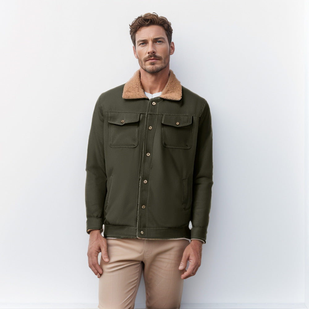 Herren robuste Canvasjacke mit Teddy-Kragen ModeGeist