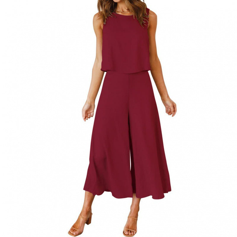 Damen Jumpsuit mit fließendem Schnitt und weitem Bein ModeGeist
