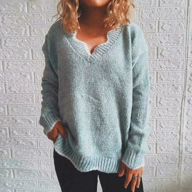 ModeGeist | Pullover - Damen Herbst Einfarbiger Lässiger Pullover