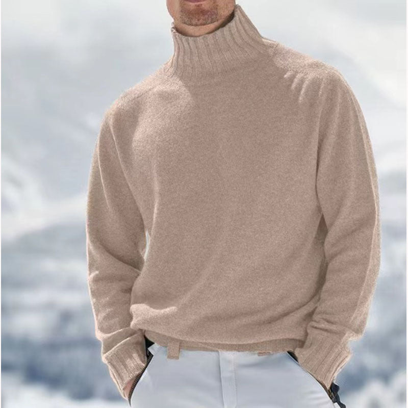 Herren Rollkragenpullover aus hochwertiger Wolle mit strukturierten Details ModeGeist