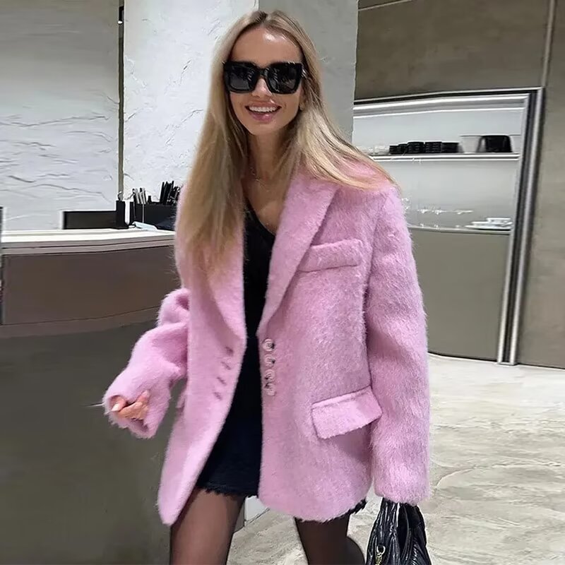 Damen Modischer Oversized-Blazer mit luxuriösem Futter ModeGeist
